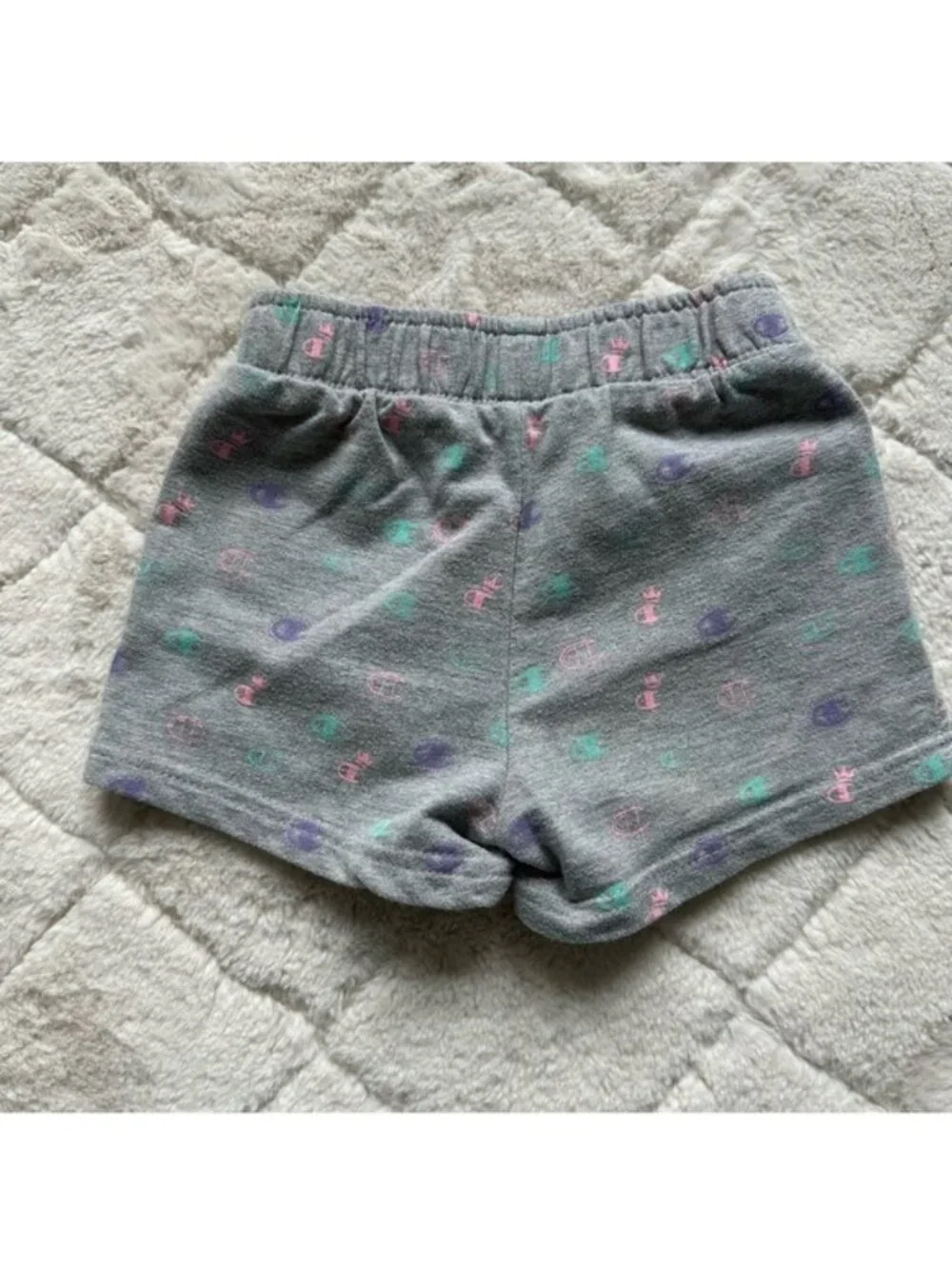 Champion | Gray & Pastel Allover Print French Terry Shorts | Size 2T